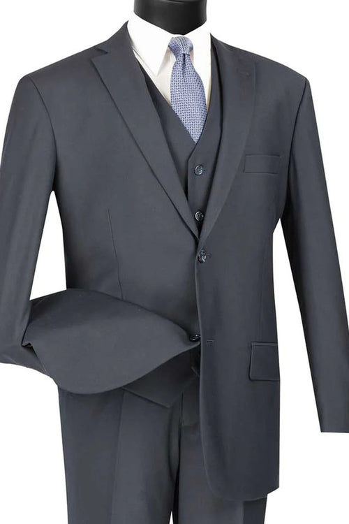 Cheap Priced Suit - Mens Basic 2 Button Vested Navy Suit
