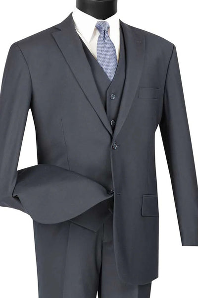 Cheap Priced Suit - Mens Basic 2 Button Vested Navy Suit