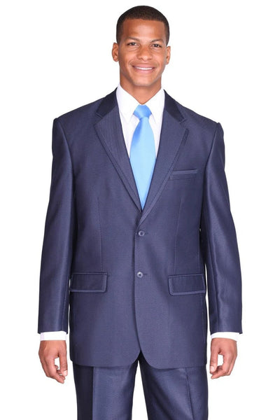 Cheap Priced Suit - Mens 2 Button Diagonal Shiny Sharkskin Navy Suit