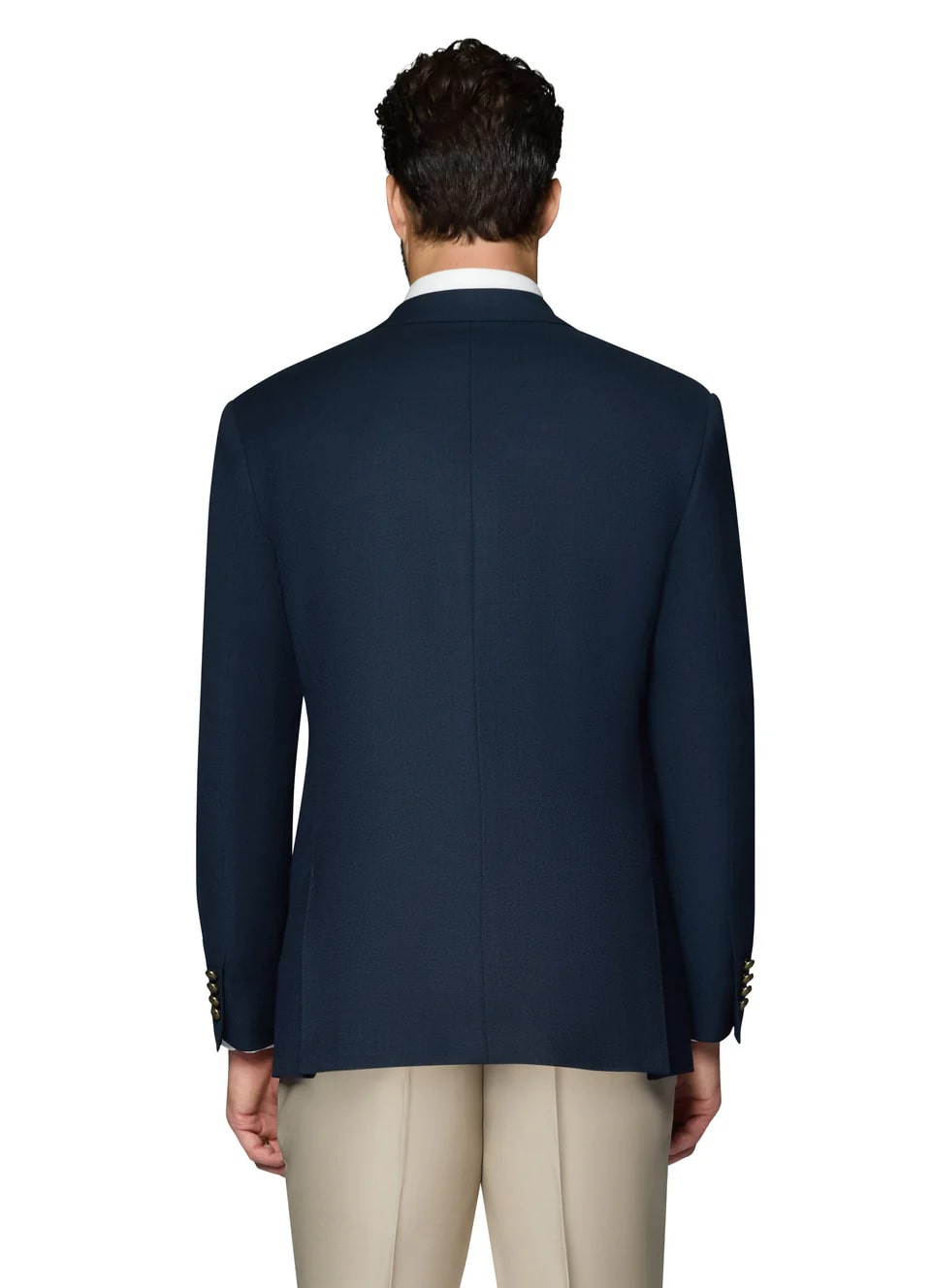 Navy Elegant Modern Fit Wool Blazer - 62 Regular