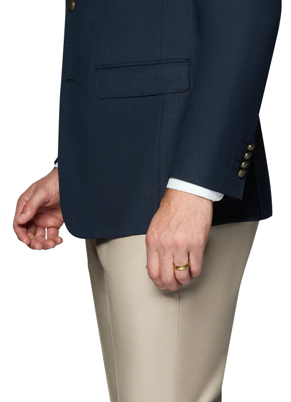 Navy Elegant Modern Fit Wool Blazer - 62 Regular