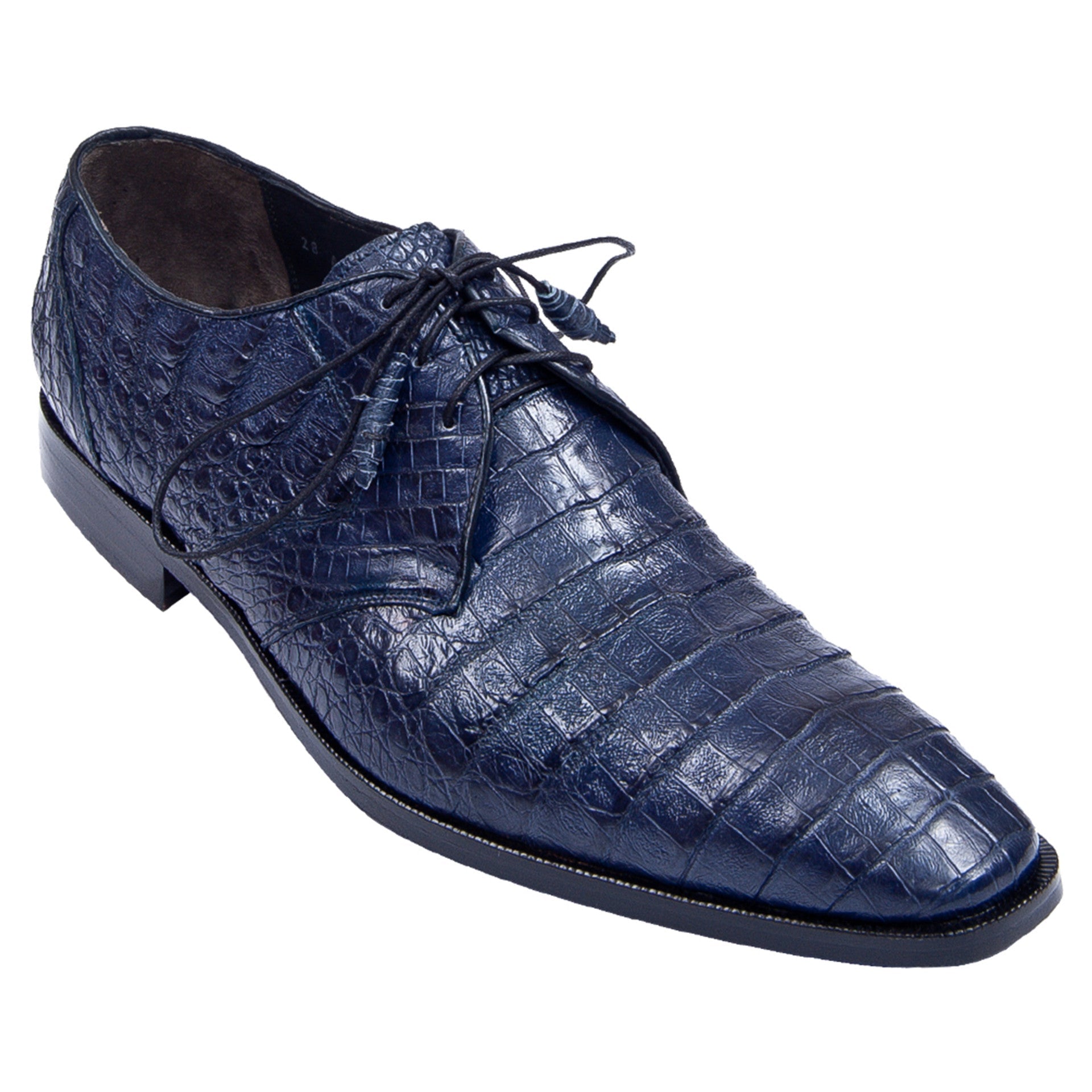 Los Altos Men's Navy Blue Genuine Caiman Crocodile Belly Oxford Shoes - 8-M