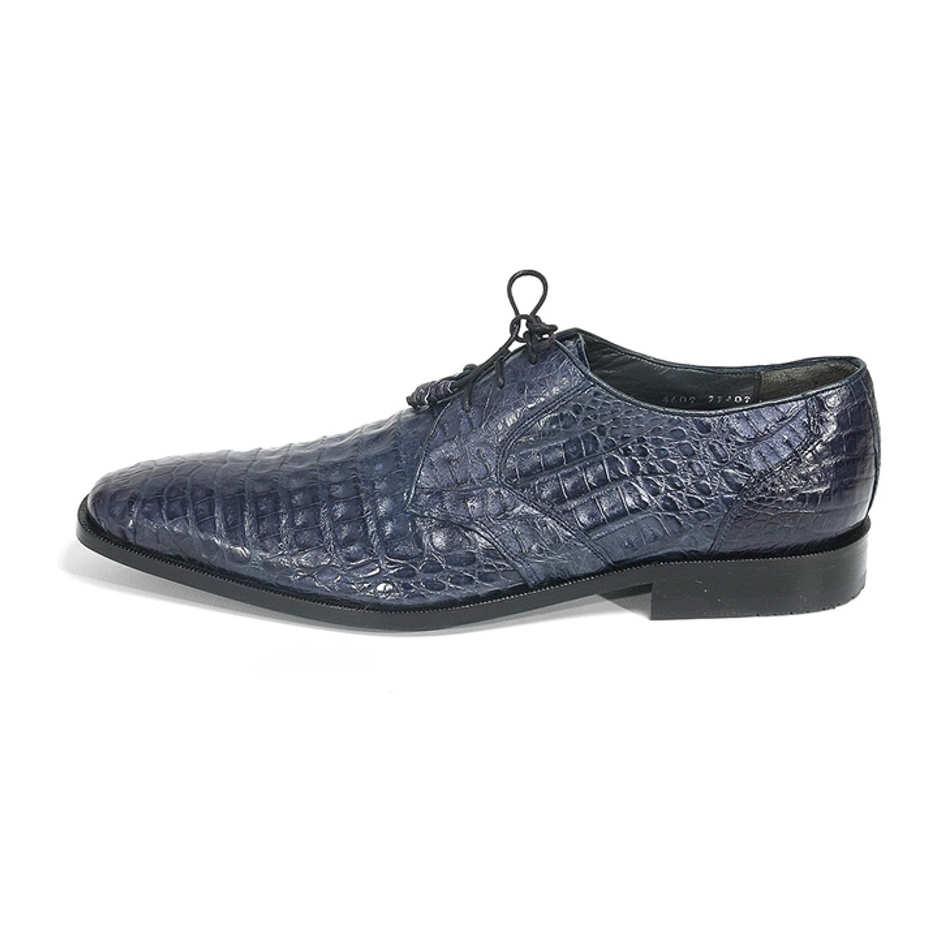 Los Altos Men's Navy Blue Genuine Caiman Crocodile Belly Oxford Shoes - 8-M