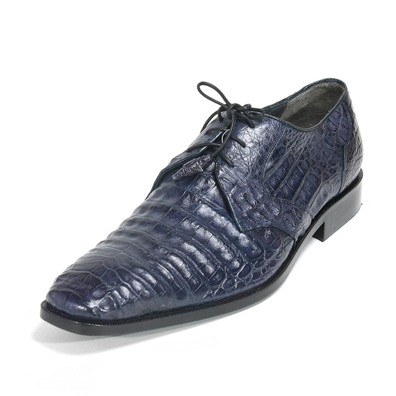 Los Altos Men's Navy Blue Genuine Caiman Crocodile Belly Oxford Shoes - 8-M