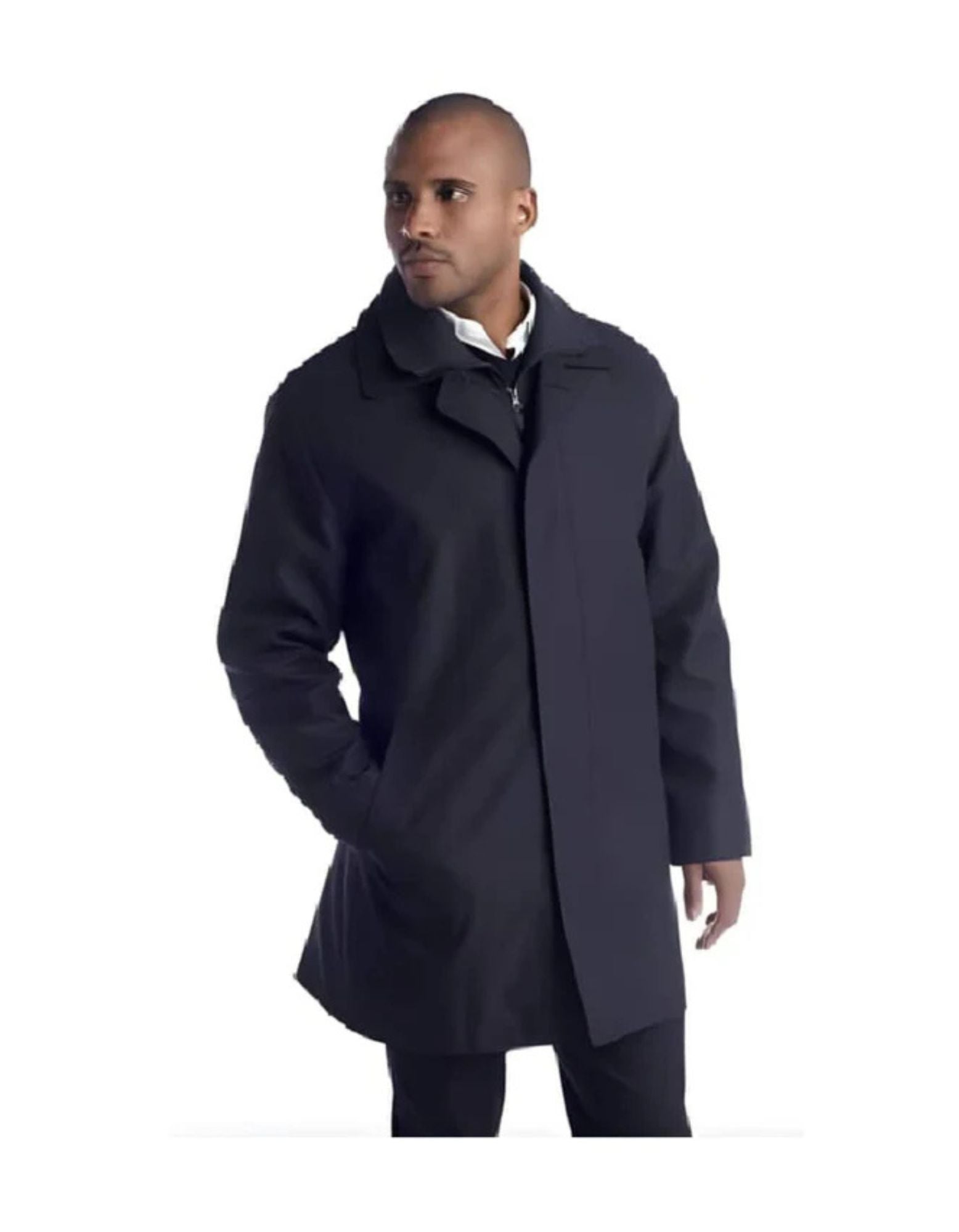 Lerner ~ Edgar Trench Coat ~ Rain Coat 36 Inch Length Navy Blue Dress Coat Priced Available In Big & Tall Sizes - Coat Size 38