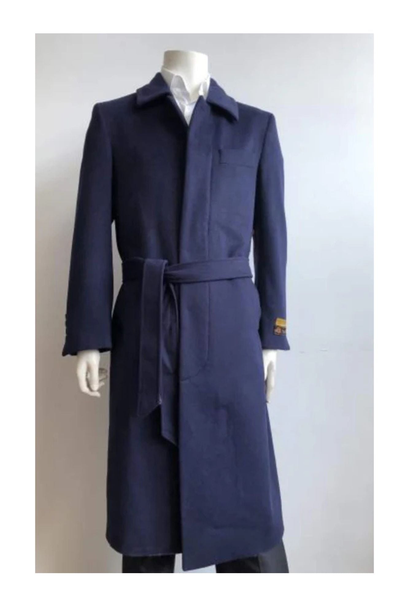 Aero Dark color Very Dark Grey Almost Black Full Length Wool fabric Blend Long men's Dress Topcoat - Winter coat men's Overcoat - Coat Size 38