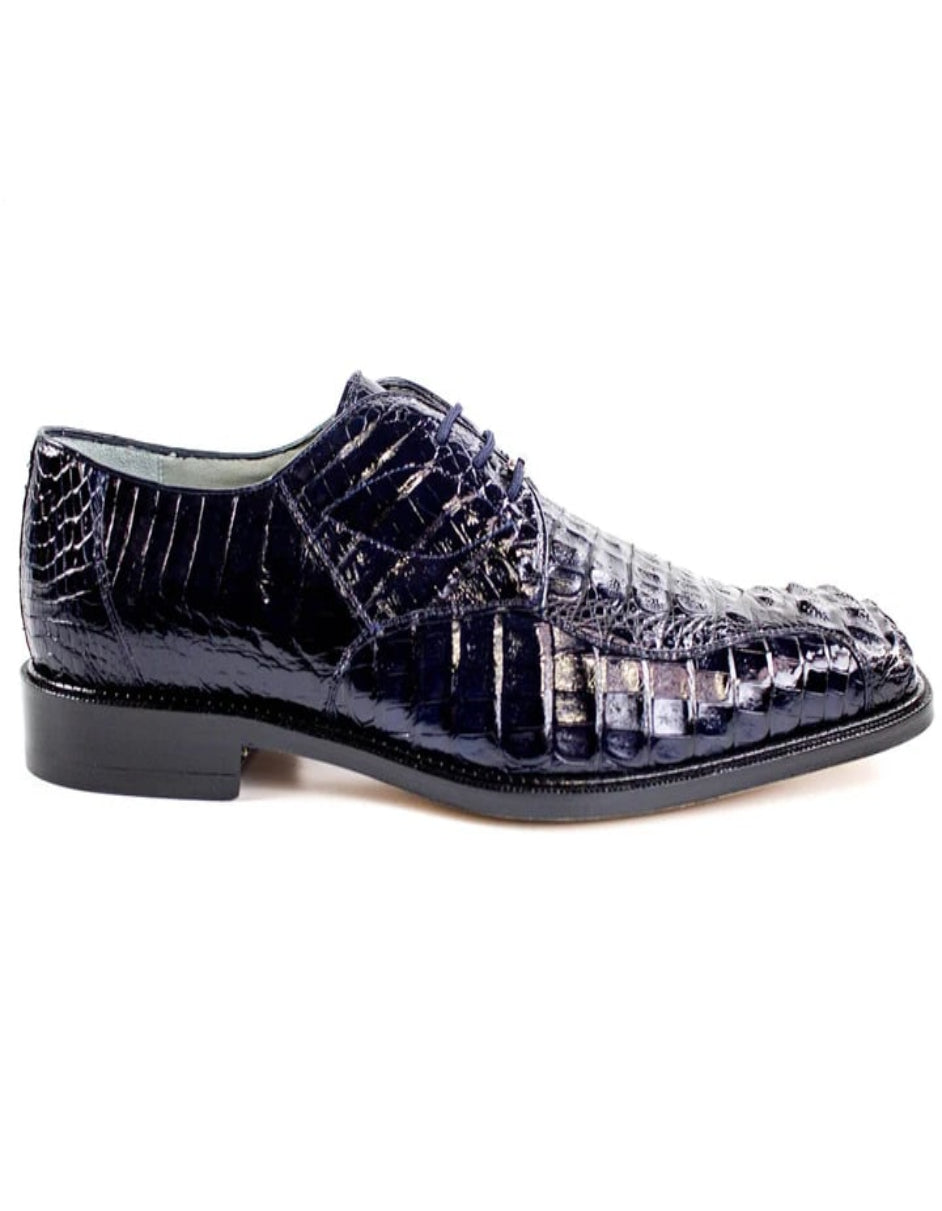 Men's Belvedere Chapo Hornback Caiman Crocodile Navy Dress Shoe - US 9.0 Standard/D/ Medium / Eu:42