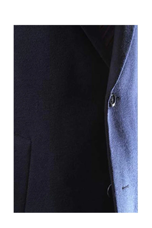 men's Caravelli Two Button 3/4 Length Navy Long men's Car Coat Dress Topcoat - Winter coat