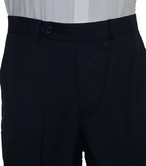 Washable Wool Blend Flat Front Navy Pants