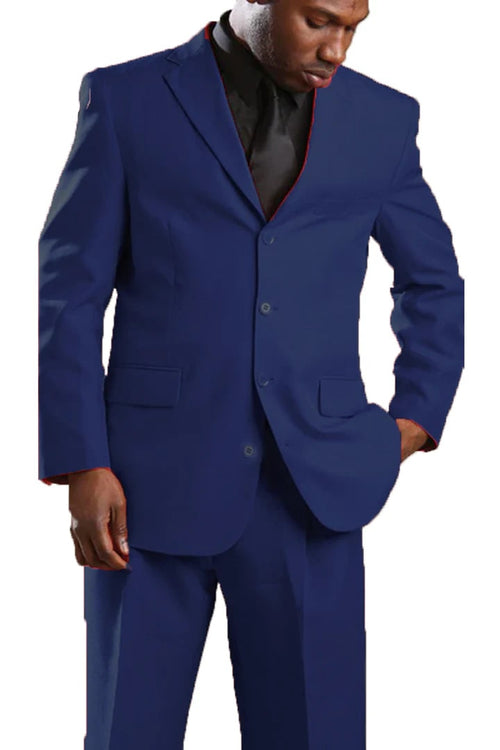 Cheap Priced Suit - Mens Classic Poplin 4 Button Navy Suit