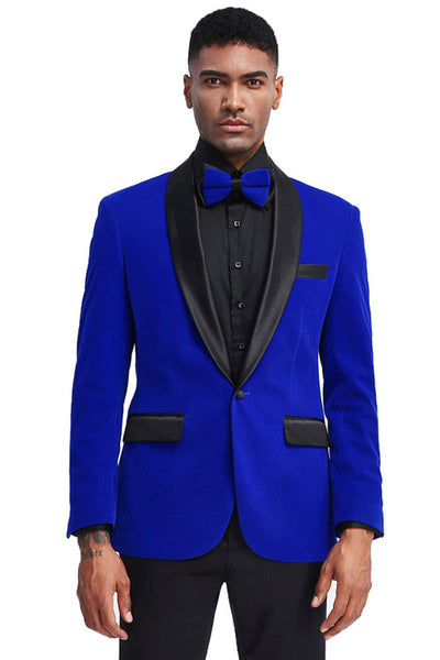 "Royal Blue Velvet Tuxedo Jacket - Men's Slim Fit Shawl Lapel for Wedding & Prom 2026"