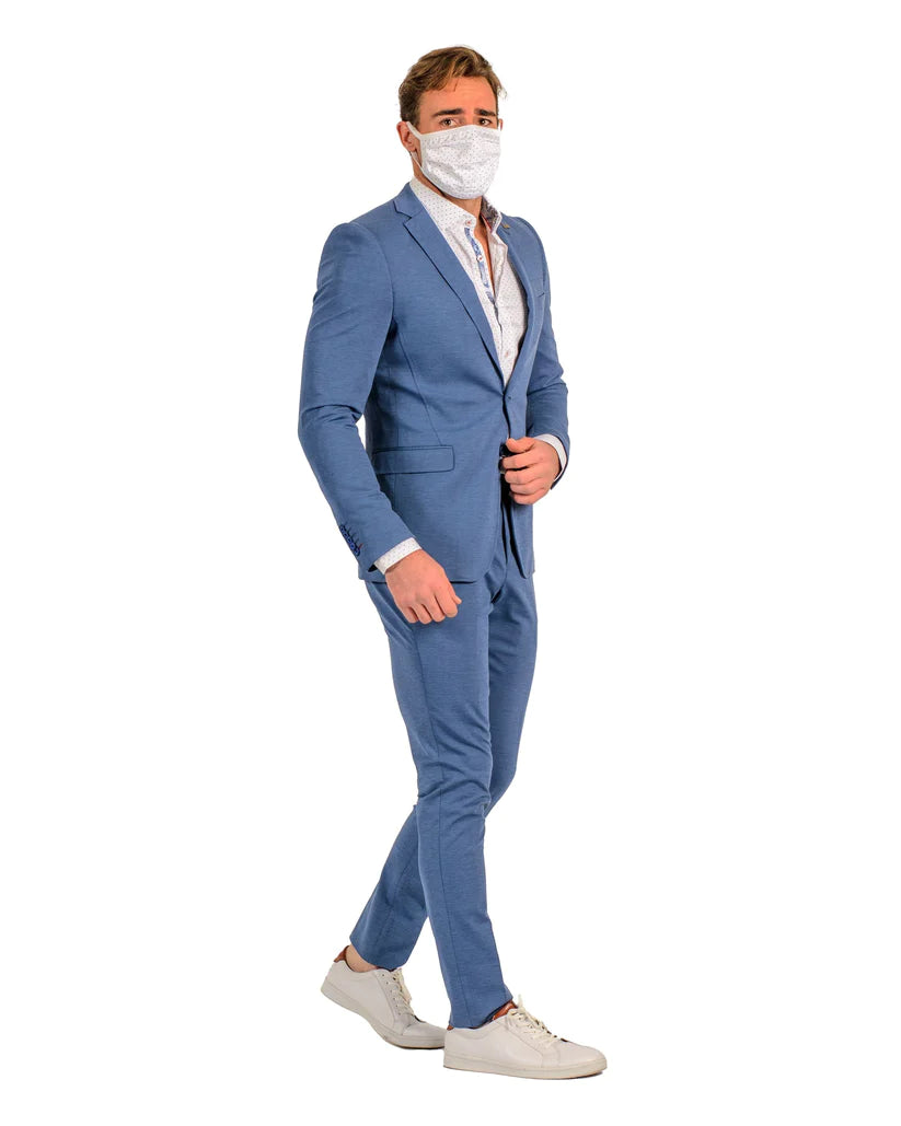 Stretch Fabric - "M.Blue" Light Weight Suit - Slim Fitted Suit "Style #" - Light Blue
