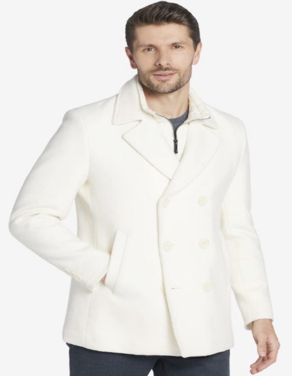 Cream Color Pea Coat Ivory Double Breasted Wool Coat Off White Car Coats