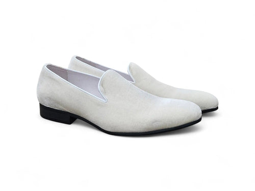 Carrucci Off-White Velvet Loafers - Luxury Dress Shoe