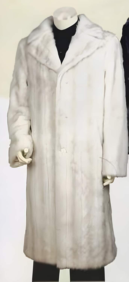 Artificial Fur Coat Off-White Full Length Dress Coat Priced Available In Big & Tall Sizes Long men's Dress Topcoat - Winter coat