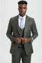 Cheap Priced Suit  - Men's Two Button Vested Stacy Adams Designer Sharkskin Olive  Suit green