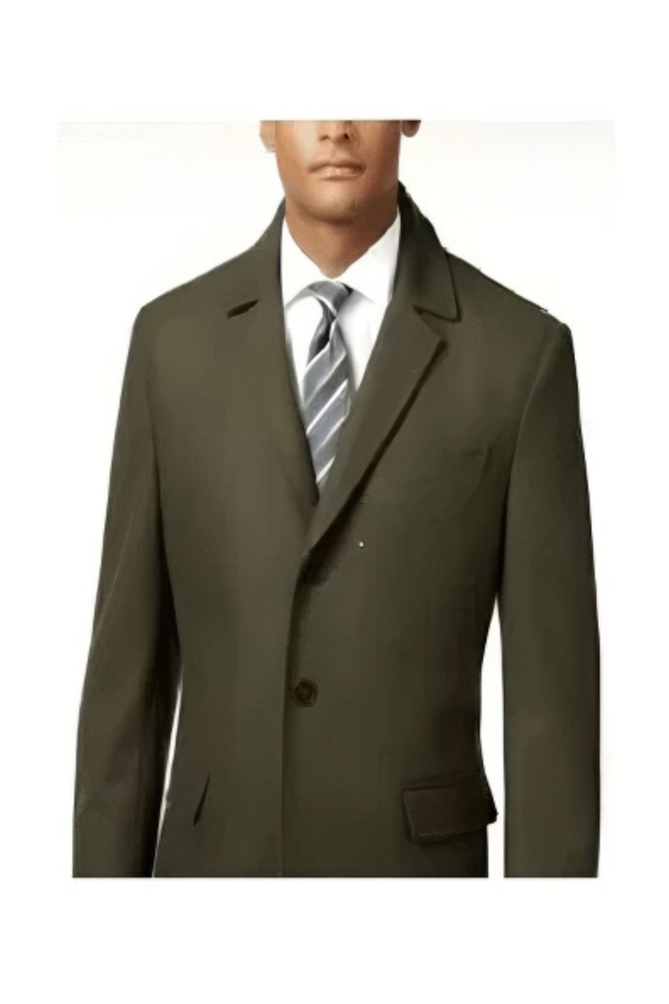 men's Long Jacket Olive Green Wool men's Car Coat Mid Length Three quarter length coat - Coat Size 38