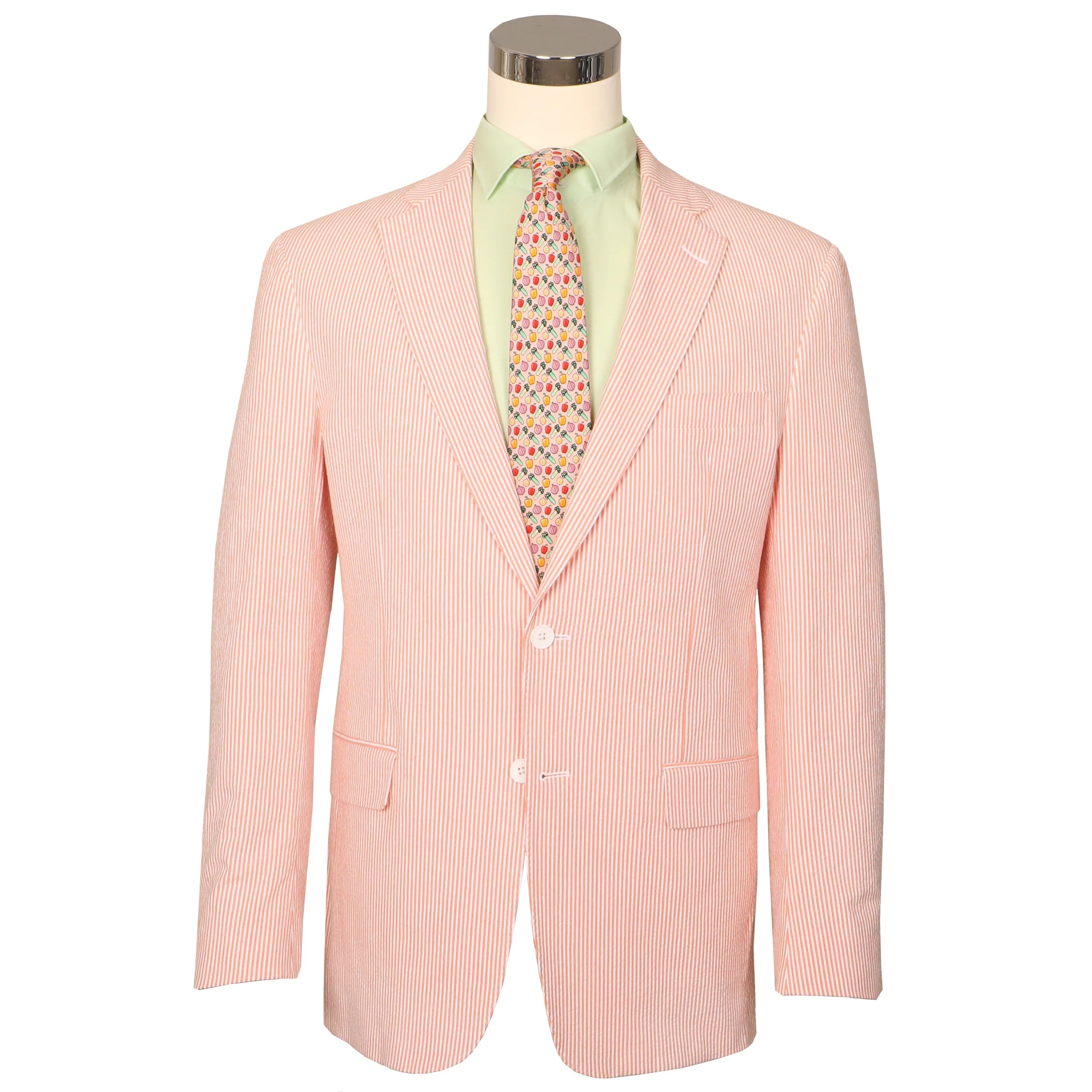 Seersucker Blazer - "Satsuma Orange" Seersucker Sport Coat Satsuma Orange Seersucker Sport Coat - 38 R