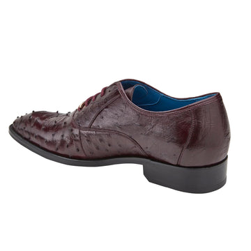 Men's Belvedere Orlando Ostrich Quill Plain Toe Dress Shoe in Burgundy - 8-M