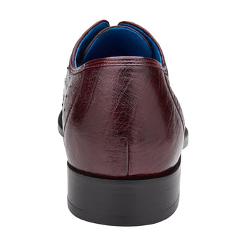 Men's Belvedere Orlando Ostrich Quill Plain Toe Dress Shoe in Burgundy - 8-M