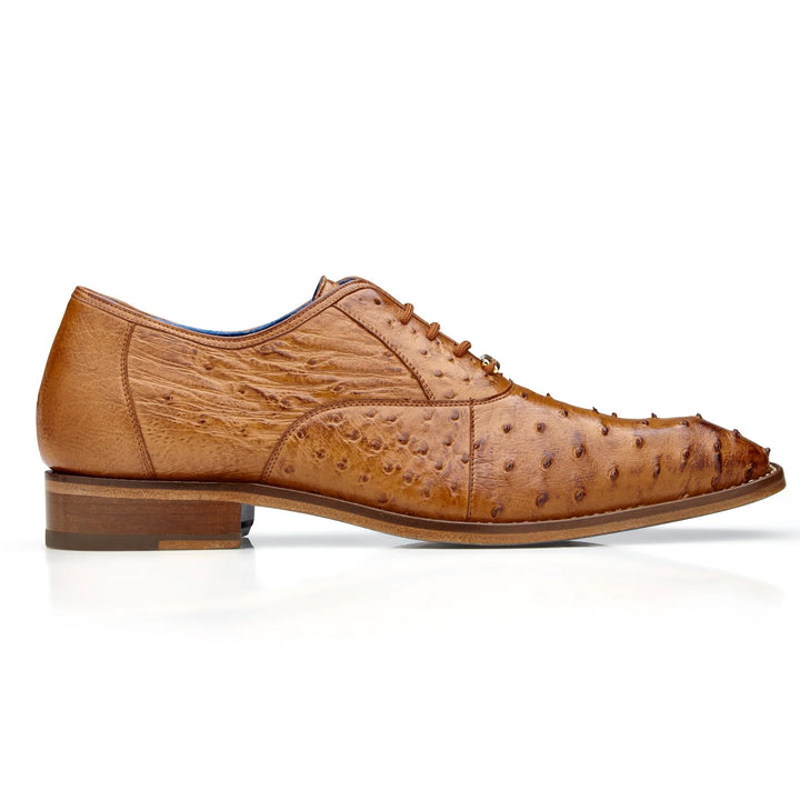 Men's Belvedere Orlando Ostrich Quill Plain Toe Dress Shoe in Antique Peanut - 12-M