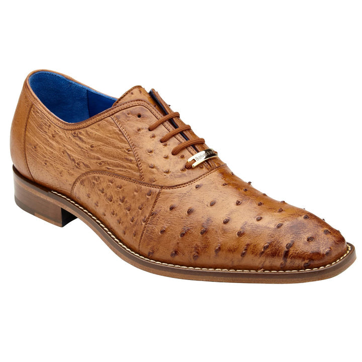 Men's Belvedere Orlando Ostrich Quill Plain Toe Dress Shoe in Antique Peanut - 12-M
