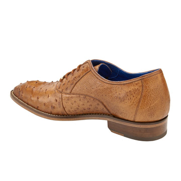Men's Belvedere Orlando Ostrich Quill Plain Toe Dress Shoe in Antique Peanut - 12-M