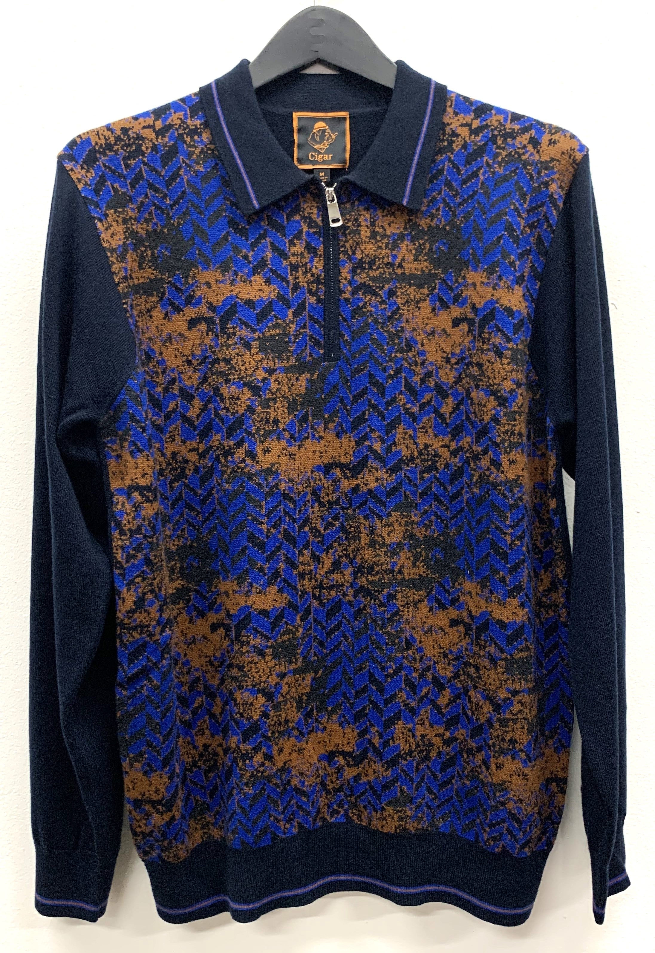 Cigar Couture 1/4 Zipper Polo Sweater - Navy - M