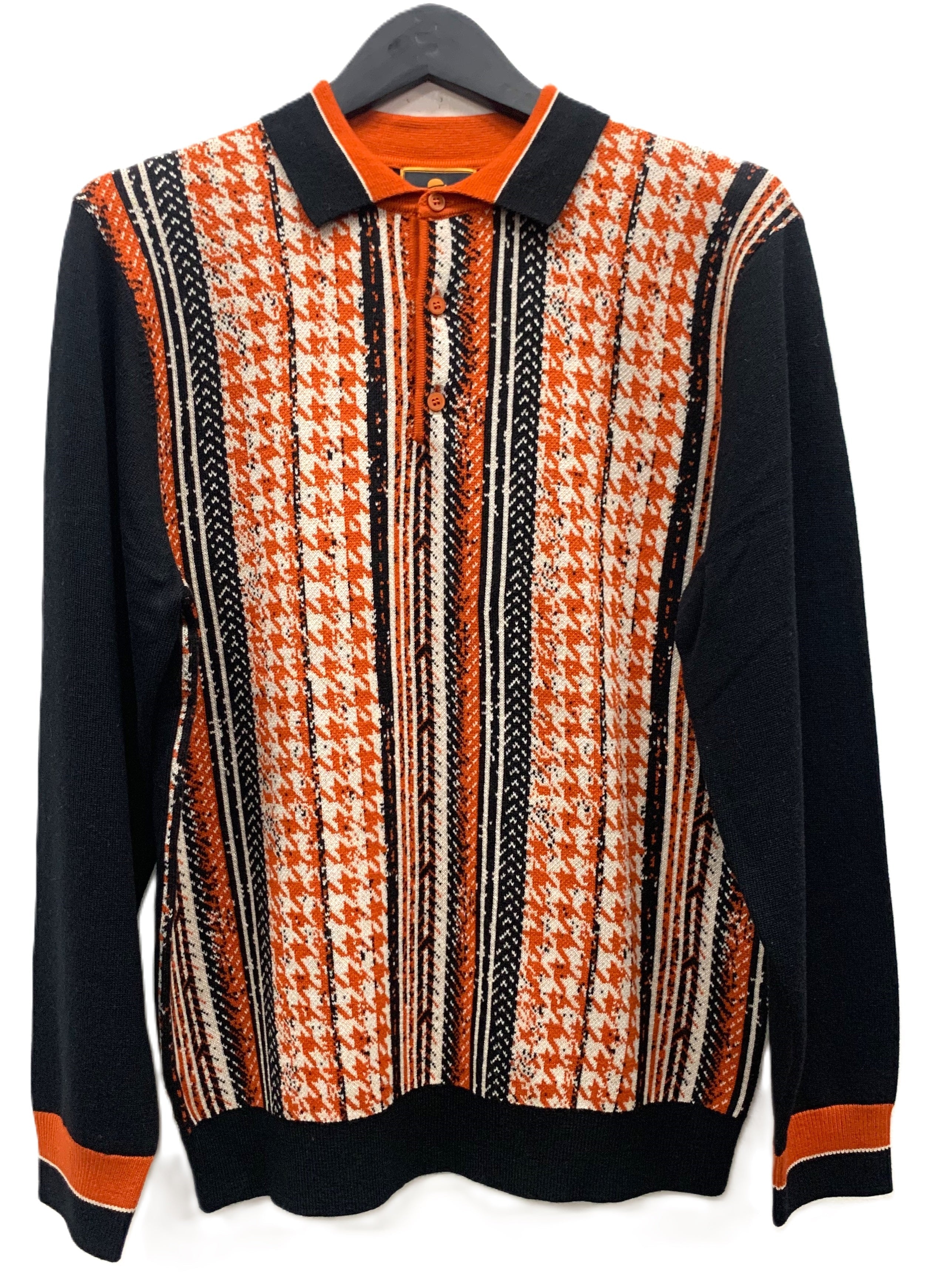 Cigar Couture 3 Button Pullover Polo Sweater - Black - M