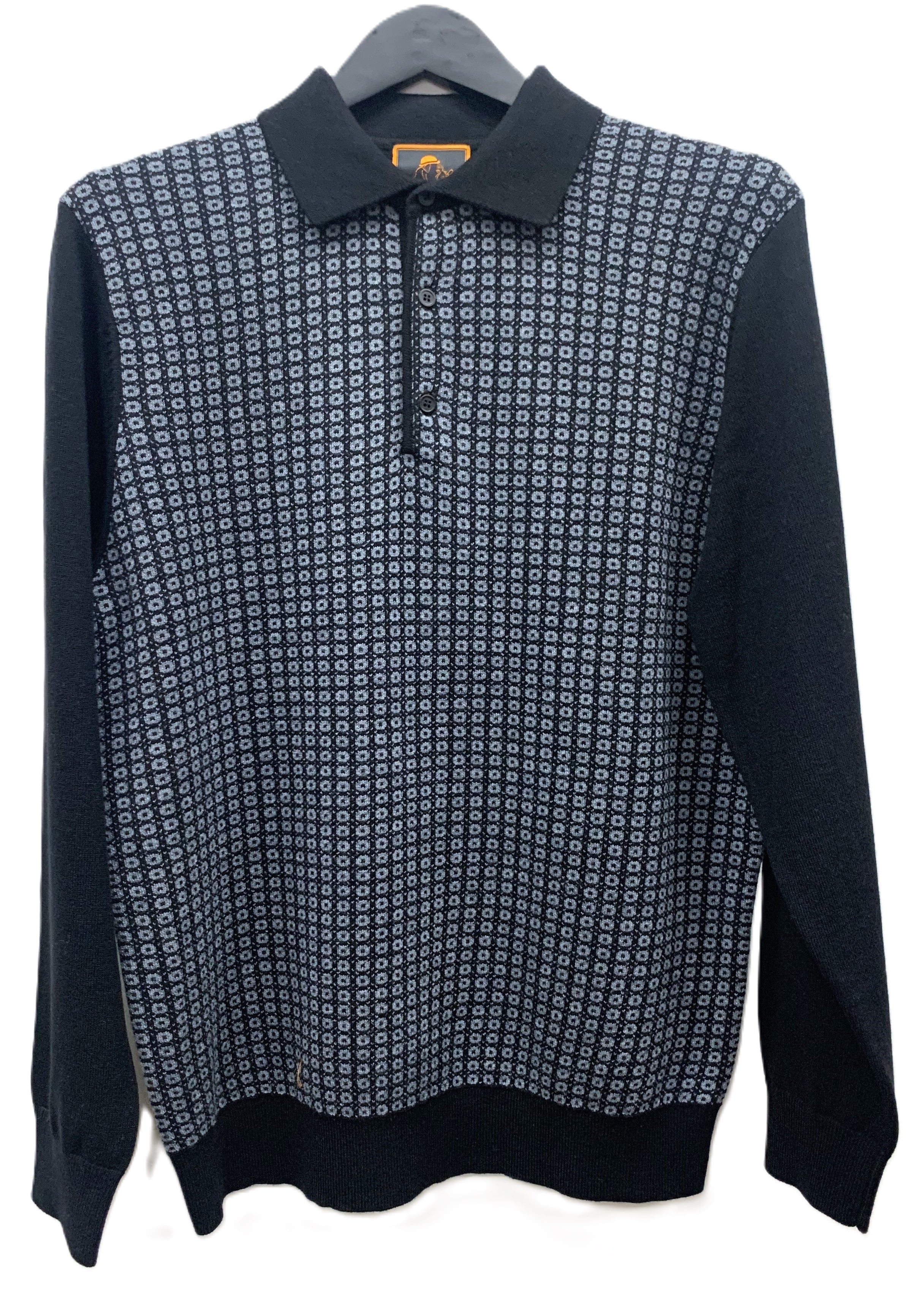 Cigar Couture 3 Button Pullover Polo Sweater - Black - M