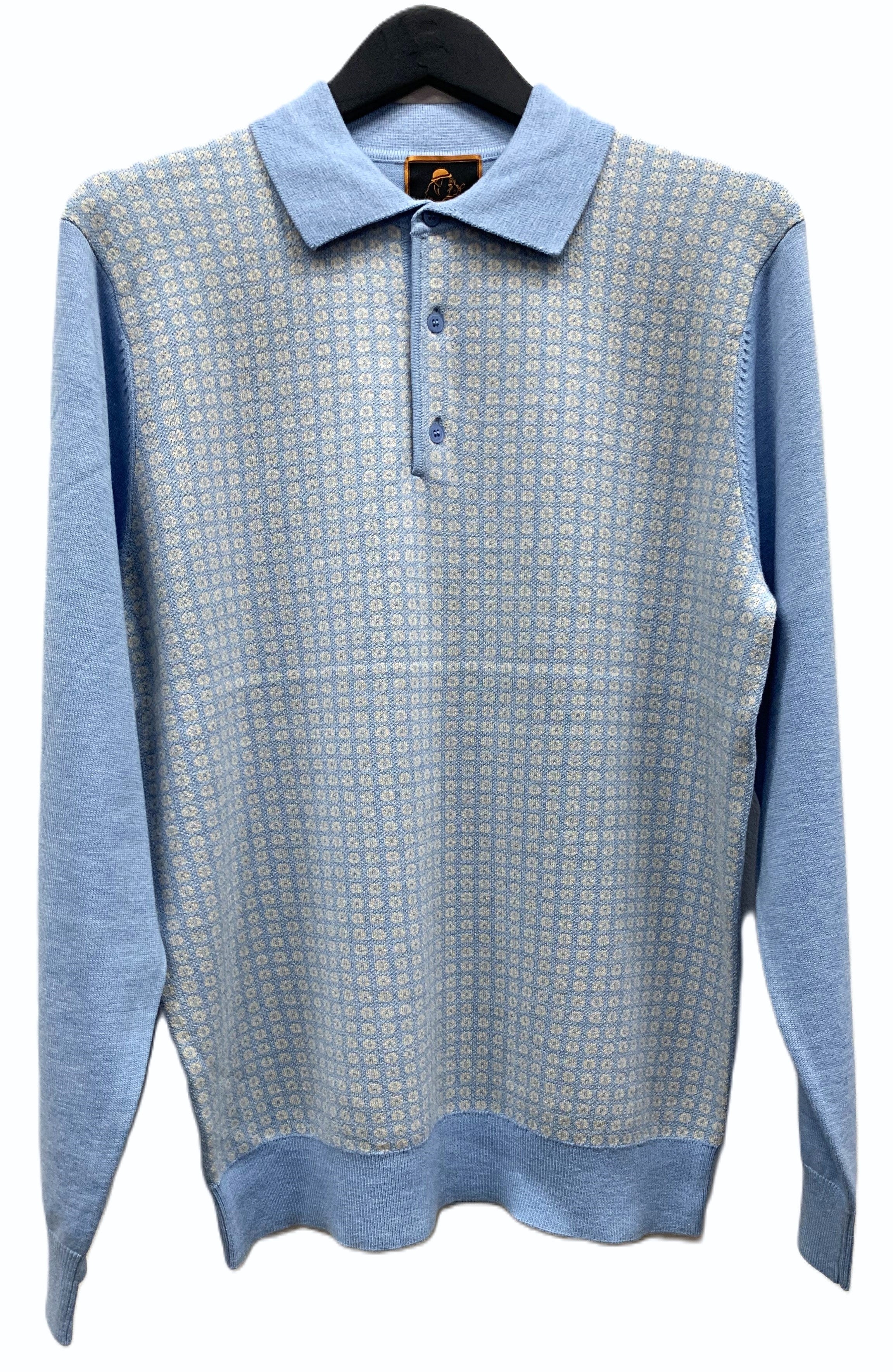 Cigar Couture 3 Button Pullover Polo Sweater - Sky - M