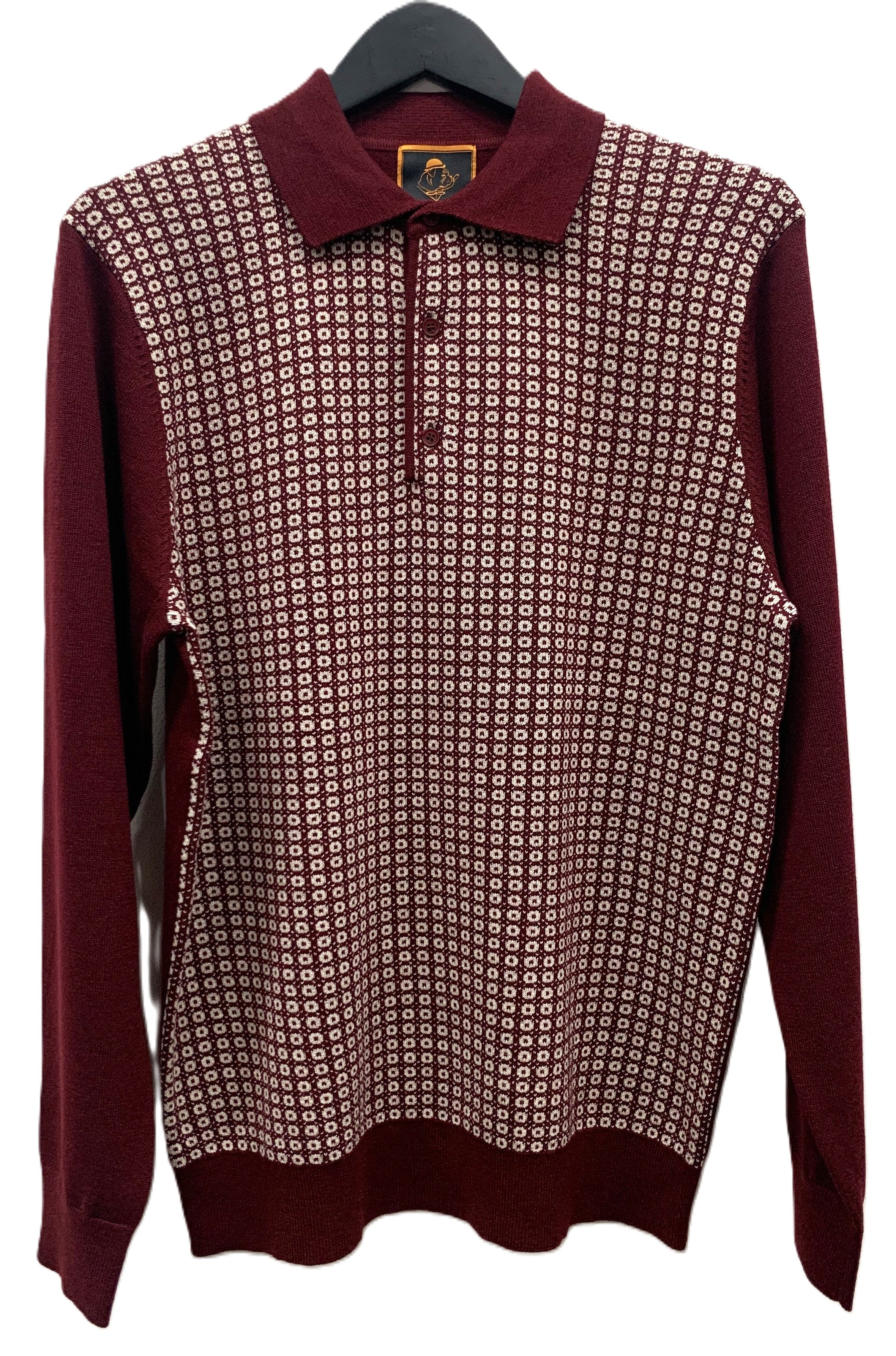 Cigar Couture 3 Button Pullover Polo Sweater - Wine - M