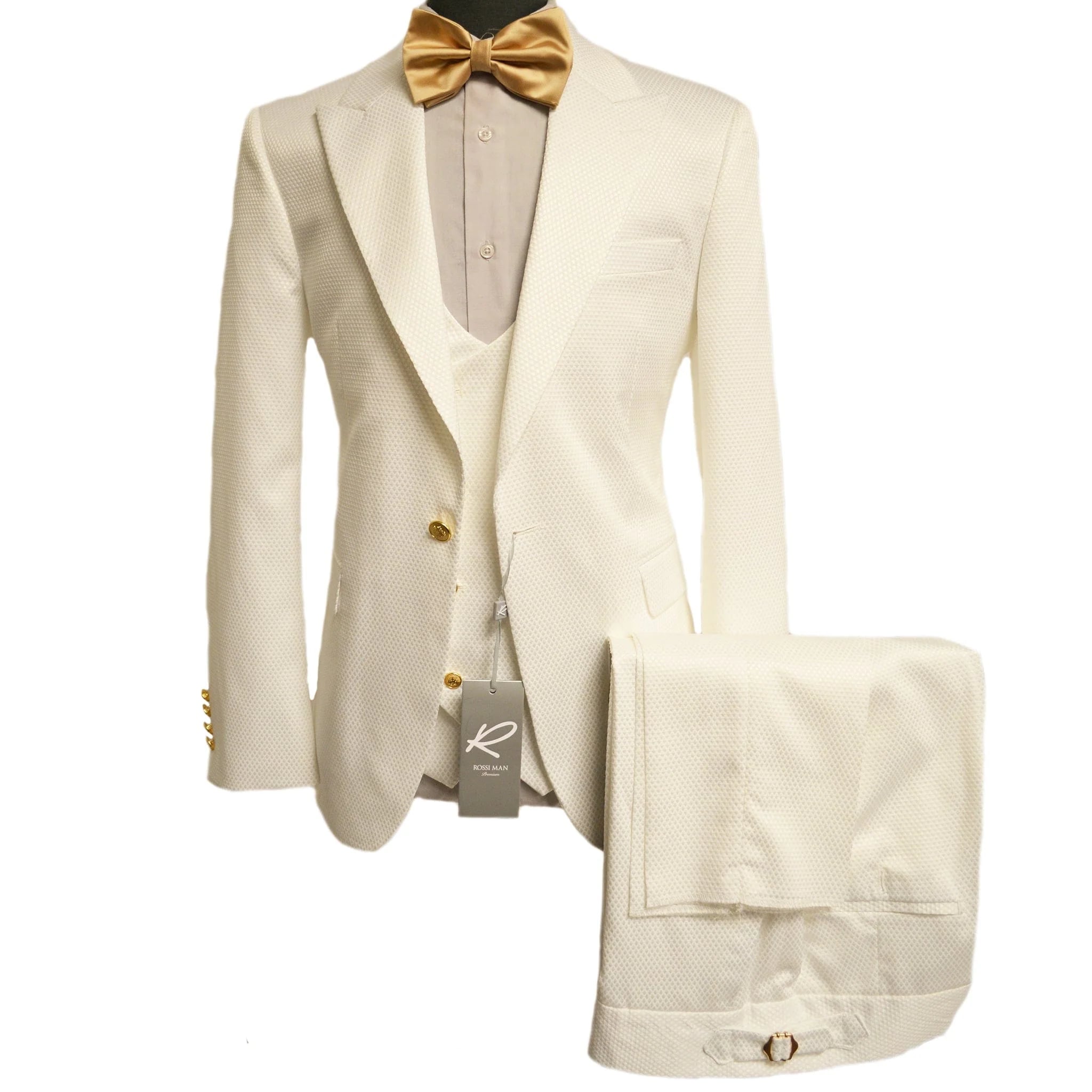 Rossiman Suits For Sale - Mens Designer Suit - Fashion Suits - Fancy 3 Piece Suits - 38 Short Jacket+32 Waist Adjustable 28to34)(Height: 5 4 to5 7 )(Neck 15-16.5)S-M)