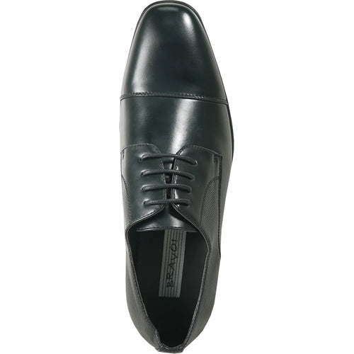 Bravo Mens Antique Cap Toe Lace Up Oxford Dress Shoe in Black