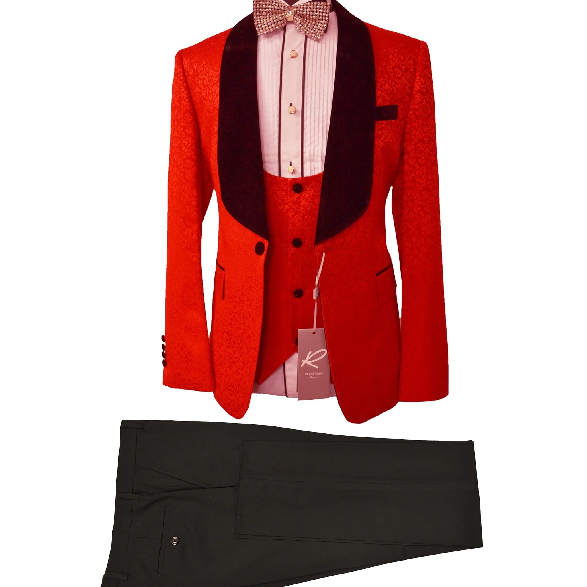 Rossiman Suits For Sale - Mens Designer Suit - Fashion Suits - Fancy Black prom Suits - 38 Short Jacket+32 Waist Adjustable 28to34)(Height: 5 4 to5 7 )(Neck 15-16.5)S-M)