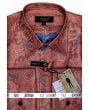 Paisley Mens Shirt -Long Sleeve - French Cuff  - Matching Cuff Link in Black Blue Red and 10 Other colors - S