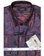 Paisley Mens Shirt -Long Sleeve - French Cuff - Matching Cuff Link in Black Blue Red and 10 Other colors
