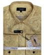 Paisley Mens Shirt -Long Sleeve - French Cuff - Matching Cuff Link in Black Blue Red and 10 Other colors