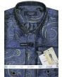 Paisley Mens Shirt -Long Sleeve - French Cuff - Matching Cuff Link in Black Blue Red and 10 Other colors