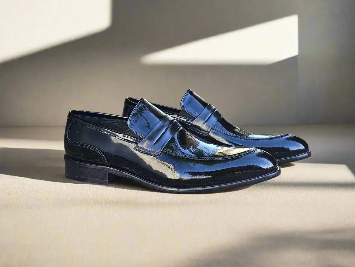 Patent Leather Tuxedo Penny Loafer - 9