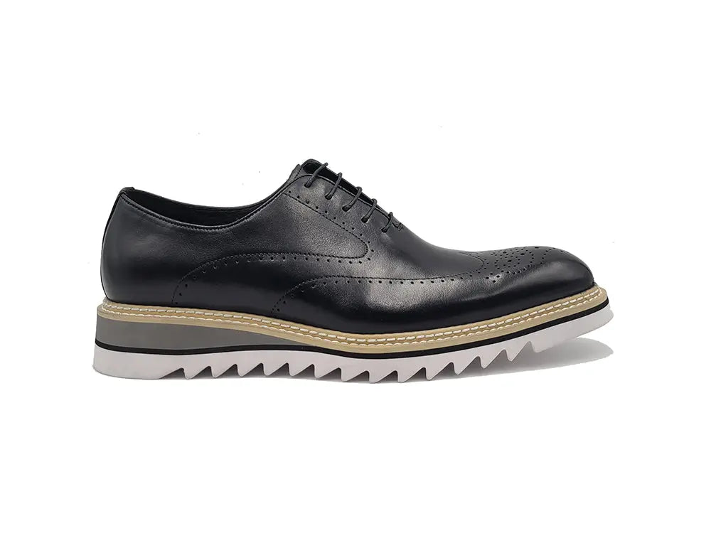 Patina Wing-tip Oxford with Medallion on Toe - 9