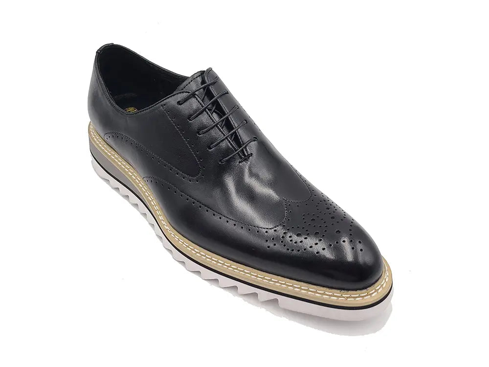 Patina Wing-tip Oxford with Medallion on Toe - 9