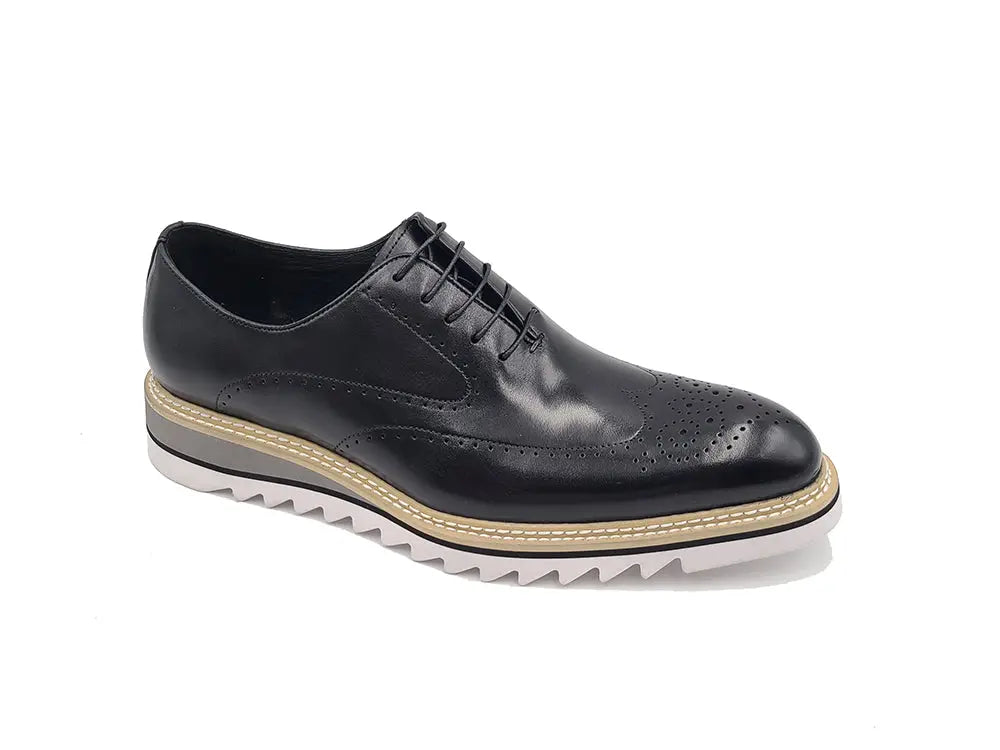 Patina Wing-tip Oxford with Medallion on Toe - 9