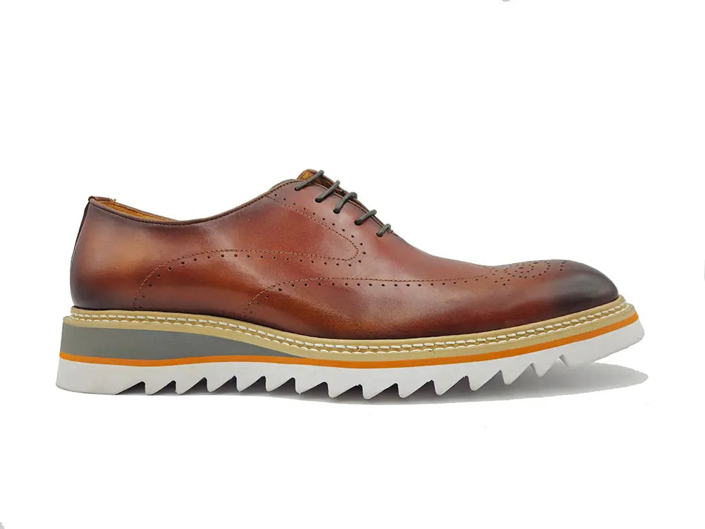 Patina Wing-tip Oxford with Medallion on Toe - 9