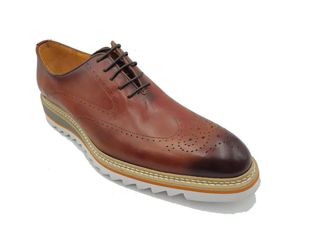 Patina Wing-tip Oxford with Medallion on Toe - 9