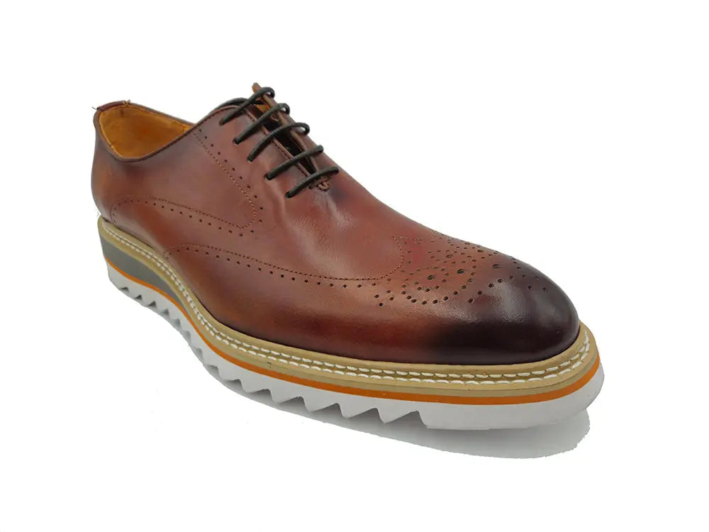 Patina Wing-tip Oxford with Medallion on Toe - 9