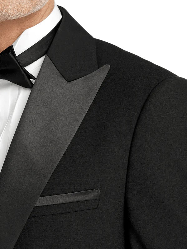 Mens Single Breasted Peak Lapel Tuxedo Jacket Black - 34 Short or Extra Small