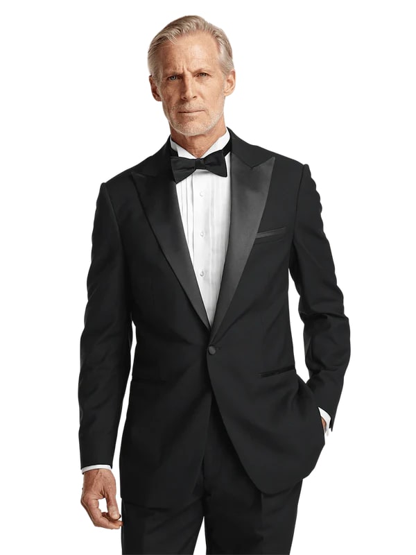 Mens Single Breasted Peak Lapel Tuxedo Jacket Black - 34 Short or Extra Small