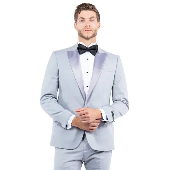 Peak Lapel Tuxedo Separates Coat, Lt. Gray by ZeGarie - 38 Short Jacket+32 Waist Adjustable 28to34)(Height: 5 4 to5 7 )(Neck 15-16.5)S-M)
