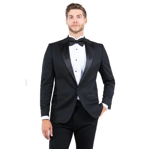 Peak Lapel Tuxedo Separates Coat, Black by ZeGarie - 38 Short Jacket+32 Waist Adjustable 28to34)(Height: 5 4 to5 7 )(Neck 15-16.5)S-M)